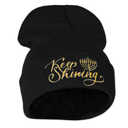 Keep Shining Embroidered Long Knitted Beanie