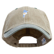 Argentina Map with Flag Logo Embroidered Pigment Dyed Wash Cap - Khaki-Green OSFM