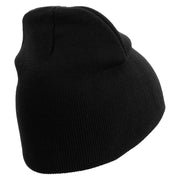 Licensed Star US Army Retired Military Embroidered 8 Inch Knitted Short Beanie - Black OSFM