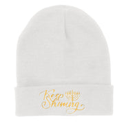 Keep Shining Embroidered Long Knitted Beanie