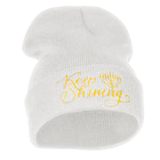 Keep Shining Embroidered Long Knitted Beanie