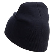 Licensed Star US Army Retired Military Embroidered 8 Inch Knitted Short Beanie - Navy OSFM