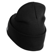 US Air Force Navy Letter Logo Embroidered 12 Inch Solid Knit Cuff Long Beanie Made in USA - Black OSFM