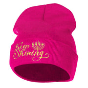 Keep Shining Embroidered Long Knitted Beanie