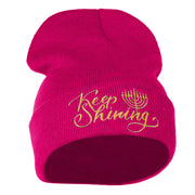 Keep Shining Embroidered Long Knitted Beanie