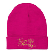 Keep Shining Embroidered Long Knitted Beanie