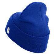 2nd Marine Division Veteran Logo Embroidered 12 Inch Solid Knit Cuff Long Beanie Made in USA - Royal-Blue OSFM