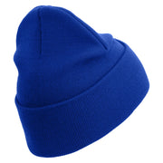 2nd Marine Division Veteran Logo Embroidered 12 Inch Solid Knit Cuff Long Beanie Made in USA - Royal-Blue OSFM