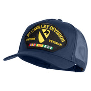 1st Cavalry Division Vietnam Veteran Patched Solid Cotton Twill 5 panel Mesh Back Cap - Navy OSFM