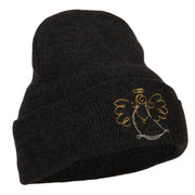 Glitter Angel Embroidered Long Knitted Beanie