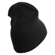 2nd Marine Division Veteran Symbol Embroidered 8 Inch Solid Knit Short Beanie Made in USA - Black OSFM