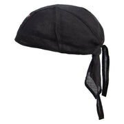 Forest Ax Embroidered Cotton Poplin Biker Style Head Wrap - Black OSFM