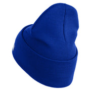 US Space Force Grey Letter Logo Embroidered 12 Inch Solid Knit Cuff Long Beanie Made in USA - Royal-Blue OSFM