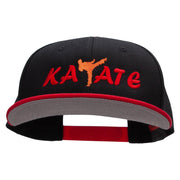 Orange Karate Kick Embroidered Two Tone Flat Bill Snapback