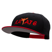 Orange Karate Kick Embroidered Two Tone Flat Bill Snapback