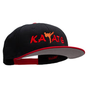 Orange Karate Kick Embroidered Two Tone Flat Bill Snapback