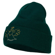 Glitter Angel Embroidered Long Knitted Beanie