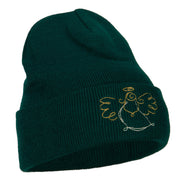 Glitter Angel Embroidered Long Knitted Beanie