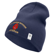 2nd Marine Division Veteran Symbol Embroidered 8 Inch Solid Knit Short Beanie Made in USA - Navy OSFM