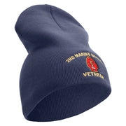 2nd Marine Division Veteran Symbol Embroidered 8 Inch Solid Knit Short Beanie Made in USA - Navy OSFM