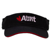 Sweet Aunt Embroidered Pro Style Cotton Twill Washed Visor - Black-Red OSFM