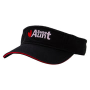 Sweet Aunt Embroidered Pro Style Cotton Twill Washed Visor - Black-Red OSFM