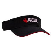 Sweet Aunt Embroidered Pro Style Cotton Twill Washed Visor - Black-Red OSFM