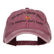 Grass is Greener Easter Embroidered Washed Cap