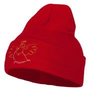 Glitter Angel Embroidered Long Knitted Beanie