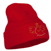 Glitter Angel Embroidered Long Knitted Beanie