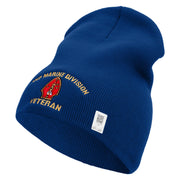 2nd Marine Division Veteran Symbol Embroidered 8 Inch Solid Knit Short Beanie Made in USA - Royal-Blue OSFM