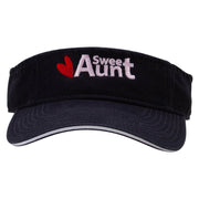 Sweet Aunt Embroidered Pro Style Cotton Twill Washed Visor - Navy-White OSFM