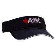 Sweet Aunt Embroidered Pro Style Cotton Twill Washed Visor - Navy-White OSFM