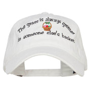 Grass is Greener Easter Embroidered Washed Cap