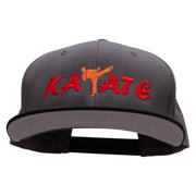 Orange Karate Kick Embroidered Two Tone Flat Bill Snapback