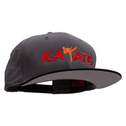 Orange Karate Kick Embroidered Two Tone Flat Bill Snapback