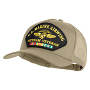 U.S. Marine Airwing Vietnam Veteran Patched Solid Cotton Twill 5 panel Mesh Back Cap - Khaki OSFM