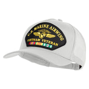 U.S. Marine Airwing Vietnam Veteran Patched Solid Cotton Twill 5 panel Mesh Back Cap - White OSFM