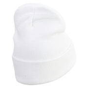 Honey Embroidered 12 Inch Long Knitted Beanie - White OSFM