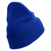 2nd Marine Division Retired Logo Embroidered 12 Inch Solid Knit Cuff Long Beanie Made in USA - Royal-Blue OSFM