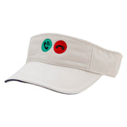 Phone Calling Embroidered Pro Style Cotton Twill Washed Visor - Khaki-Navy OSFM