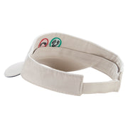 Phone Calling Embroidered Pro Style Cotton Twill Washed Visor - Khaki-Navy OSFM