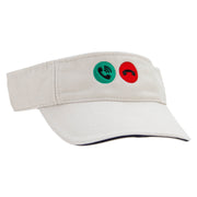 Phone Calling Embroidered Pro Style Cotton Twill Washed Visor - Khaki-Navy OSFM