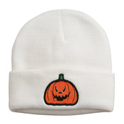 Halloween Evil Jack o Lantern Embroidered Long Beanie