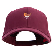 Cute Chucao Bird Embroidered Brushed Bull Denim Low Profile Cap - Maroon OSFM