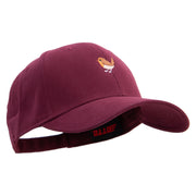 Cute Chucao Bird Embroidered Brushed Bull Denim Low Profile Cap - Maroon OSFM