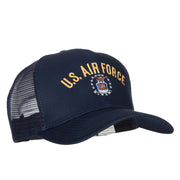 US Air Force Logo Embroidered Solid Cotton Mesh Pro Cap