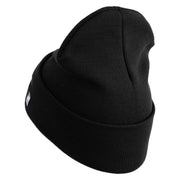 USSF Gold Letter Logo Embroidered 12 Inch Solid Knit Cuff Long Beanie Made in USA - Black OSFM