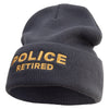 Made in USA Police Retired Logo 12 Inch Solid Knit Cuff Long Beanie - Graphite OSFM