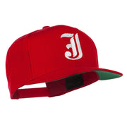 Old English J Embroidered Flat Bill Cap